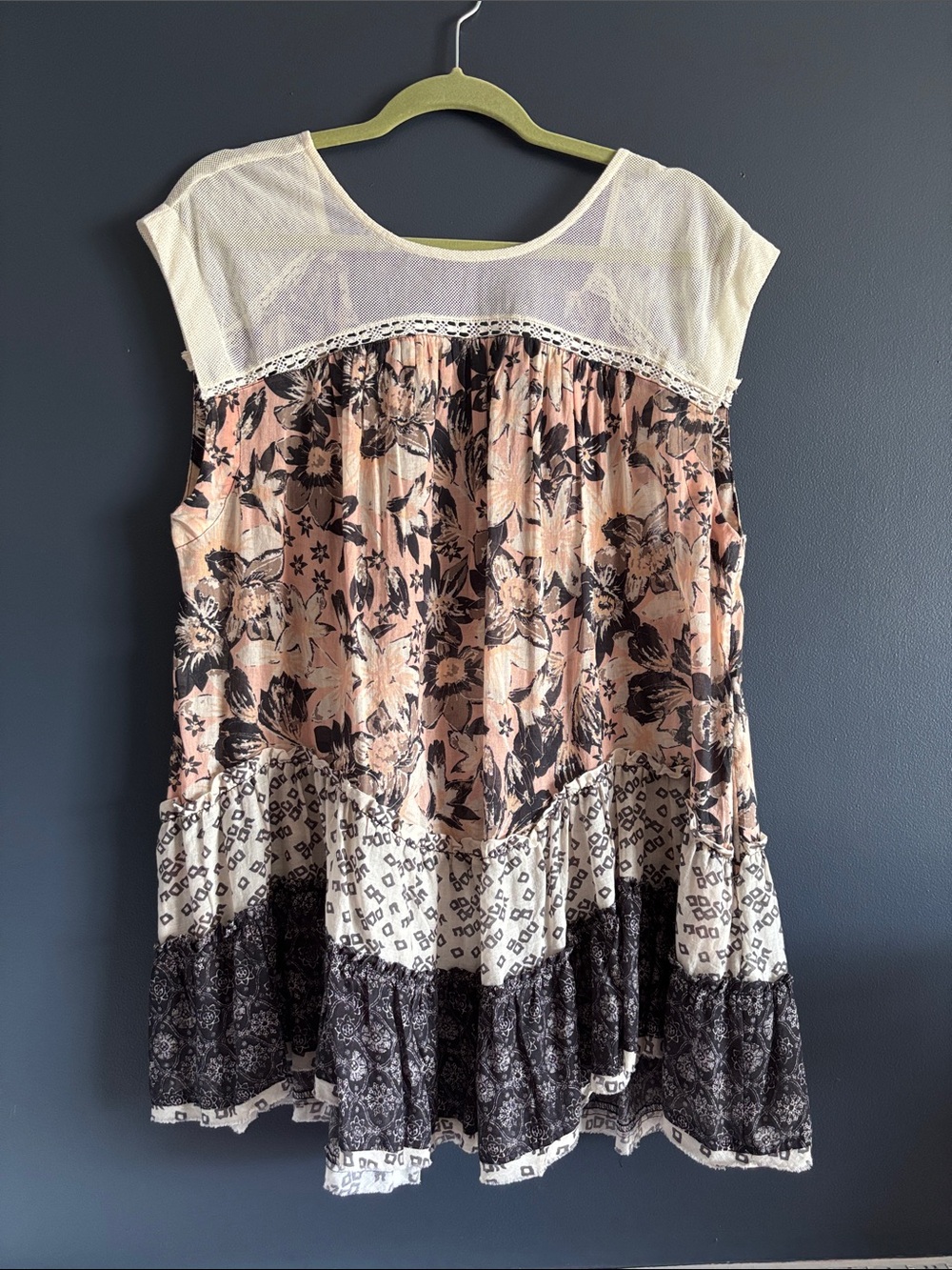 Free People Cream and Blush Floral Dress